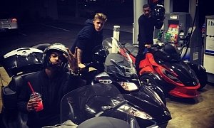 Justin Bieber Rides Can-Ams With His “Team,” Audi R8 With His Lady