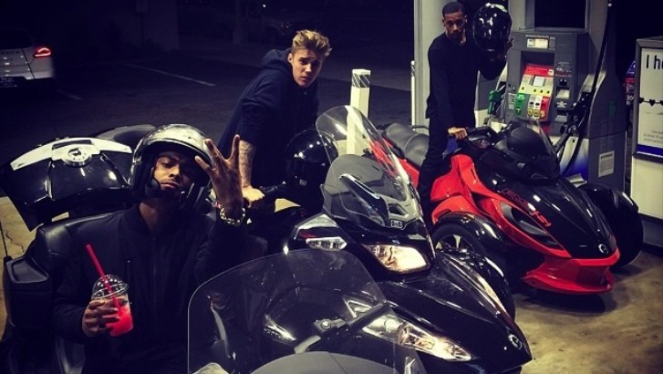 Justin Bieber riding a Can-Am