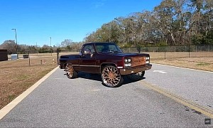 Kandy 1985 Chevy C10 Silverado Rides Squatted on Rose Gold 30s With Roaring LS3