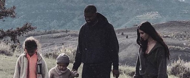 Kanye West and his family outside one of their two ranches in Wyoming