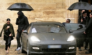 Kanye West Drives a Matte-Black Porsche to Paris Fashion Week