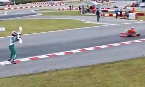 Kart Driver Luca Corberi Throws Bumper at Rival During FIA Championship Race