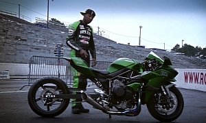 Kawasaki Ninja H2 Hybrid Shows Up at the Drag Strip with Rickey Gadson