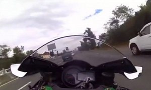 Kawasaki Ninja H2 Rider Speeding with a Death Wish