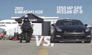 Kawasaki Ninja H2R Drag Races 1,350 HP Nissan GT-R, Gets Trampled <span>· Video</span>
