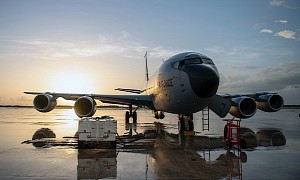 KC-135 Stratotanker Rests Its Old Bones After Feeding F-22 Raptors Over Florida