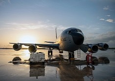 KC-135 Stratotanker Rests Its Old Bones After Feeding F-22 Raptors Over Florida