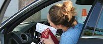 Kelly Brook Flaunts Her Beautiful Legs as She Gets a Parking Ticket on Her Mercedes