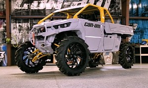 Ken Block Checks Out Can-Am Defender Pro on "Donk Wheels and Tractor Tires"