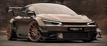 Kia EV6 GT Looks Great with Carbon Fiber Rear Wing and Bronze Wheels in Realistic Render
