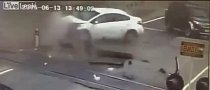 Kia Violently Smashes into Train Barrier in Russia, SUV Narrowly Avoids Being Hit Too