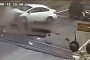 Kia Violently Smashes into Train Barrier in Russia, SUV Narrowly Avoids Being Hit Too