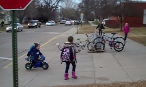 Kid Riding Motorcycle to Kindergarten Is Surely Cool, But Not That Safe
