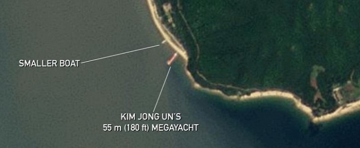 Satellite image shows Kim Jong-Un's megayacht anchored off the Hodo Peninsula, where he's been on vacation