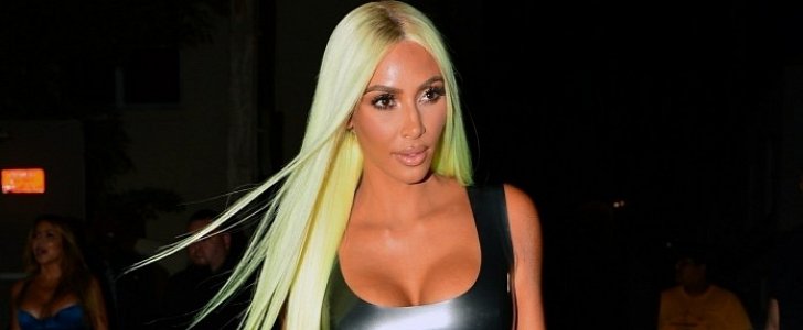 Also in Miami, Kim Kardashian rented a Lamborghini in neon green, to match her neon green wig