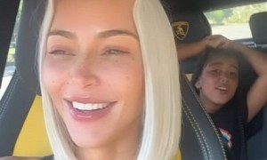 Kim Kardashian Has the Best Time Singing Bruno Mars in Her Lambo, North Doesn't Approve