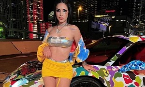 Kimberly Loaiza Poses With One of the Most Colorful Ferraris, With Forgiato Wheels