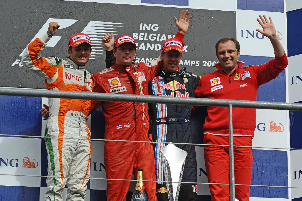 Fisichella, Raikkonen, Vettel and Domenicali