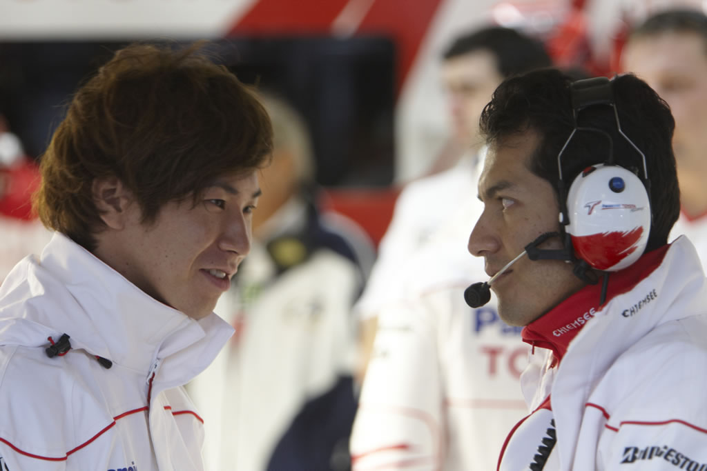 Kamui Kobayashi and race engineer Juan Pablo Ramirez