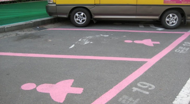 Pink parking spots in Korea