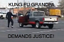 Kung Fu Grandpa Practices in Parking Lot