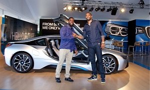 Kyle Arrington and Alan Anderson Check out BMW’s i8 in Boston