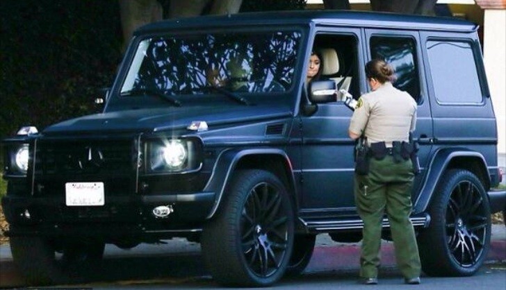 Kylie Jenner in her Mercedes-Benz G-Class
