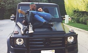 Kylie Jenner/Kardashian Cuddles With a Friend on the Hood of Her G-Wagon