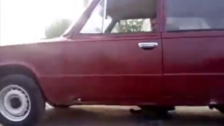 Lada Becomes Flinstones Car