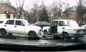 Lada on Lada Crash in Russia