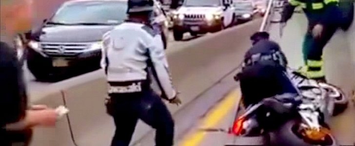 Cop dropping impounded bike