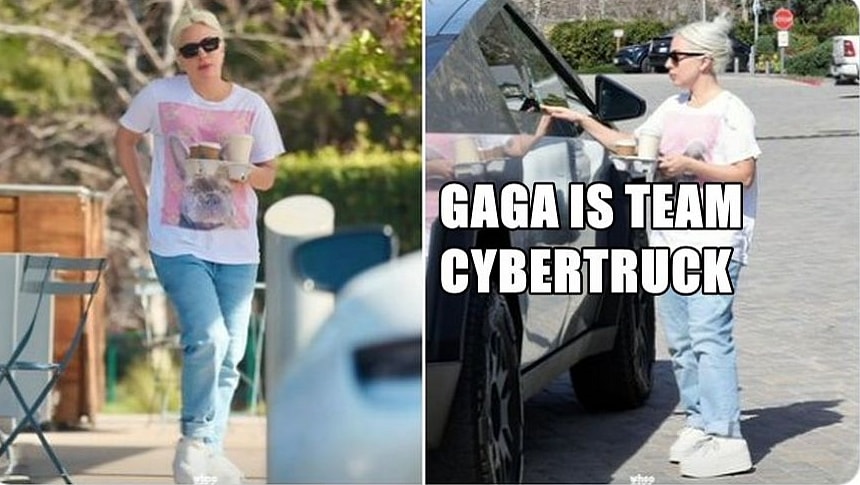 Lady Gaga steps out for coffee in her supposedly new Tesla Cybertruck