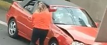 LadyLoca Takes Metal Pole to Woman’s Car, Rams it in Violent Road Rage Fit