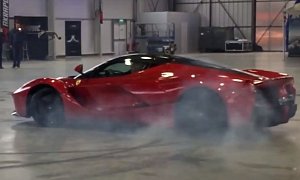 LaFerrari Does Donuts and Burnout Indoors