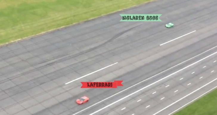 LaFerrari Races McLaren 650S, as seen from a helicopter