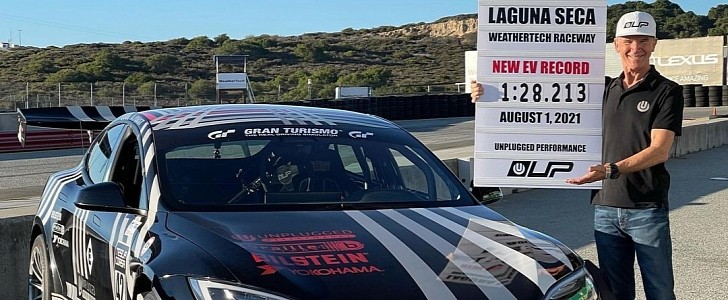 Randy Pobst announces new Laguna Seca EV lap record in Unplugged Performance Tesla Model S Plaid
