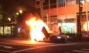 Lamborghini Aventador Burns to the Ground in Tokyo, Firefighters Arrive Too Late