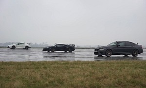 Lamborghini Aventador Drag Races BMW M5 and Nissan GT-R, Obliterates Them Both