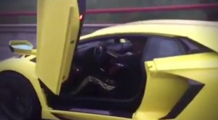 Lamborghini Aventador Driving with Doors Up