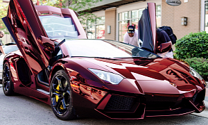 Lamborghini Aventador Gets Chrome Red Wrap