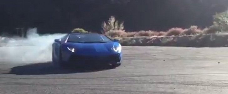 Lamborghini Aventador Roadster Driver Tries to Drift