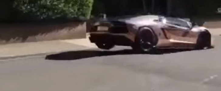 Lamborghini Aventador Tries to Fly Over Speed Bump