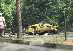 Lamborghini Aventador Singapore Rollover Crash Looks like a NFS Scene