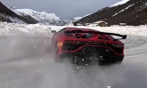 Lamborghini Aventador SVJ Drifts On Snow, Makes It Look Easy