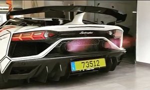 Lamborghini Aventador SVJ Gets "F1" Exhaust, Spits a Lot of Flames