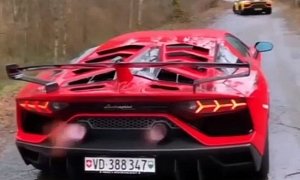Lamborghini Aventador SVJ Spits Flames Like It's Nothing, V12 Sounds Brutal