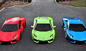 Lamborghini Aventador Trio in Skittles Colors: Triventador