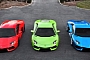 Lamborghini Aventador Trio in Skittles Colors: Triventador