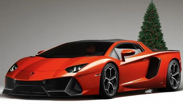 Lamborghini Aventador pickup Ute Christmas tree rendering by a.c.g_design 