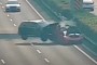 Lamborghini Broken Down in the Fast Lane of a Highway Gets Rear-Ended Hard by an SUV